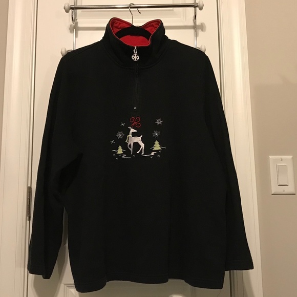 Breckenridge holiday black sweatshirt with embroidered reindeer design (3X) - Picture 3 of 16